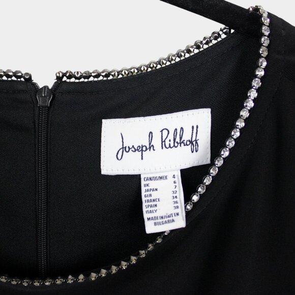 Joseph Ribkoff Black Midi Dress with Rhinestone Trim - Picture 9 of 9